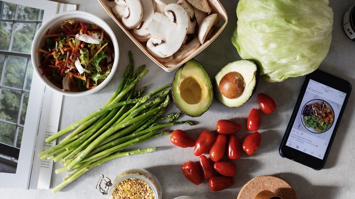 Assorted fresh vegetables and grains for a vibrant, healthy salad.